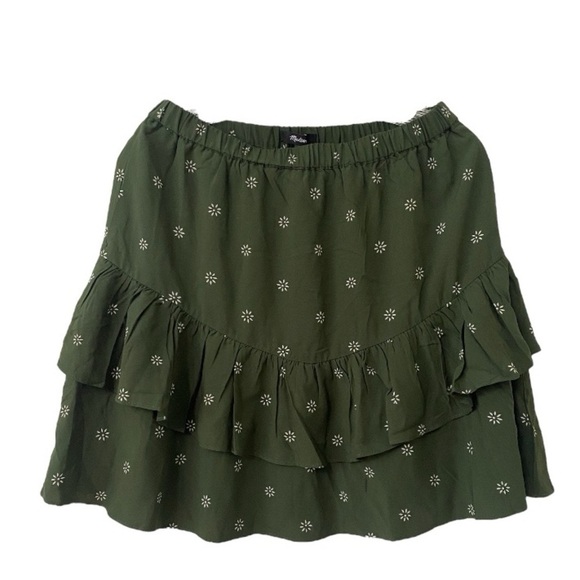Madewell Pull Green Tired Mini Ruffles Lightweight Skirt - Picture 3 of 9